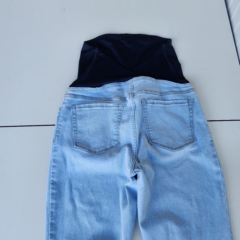 Isabel Maternity Light Blue Denim Pockets Full Panel Stretch Skinny Jeans 6 - Picture 9 of 9